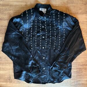 Bonnie Boerer Unlimited Silk Long Sleeve w/ Pearls Gems Large - Western Glam